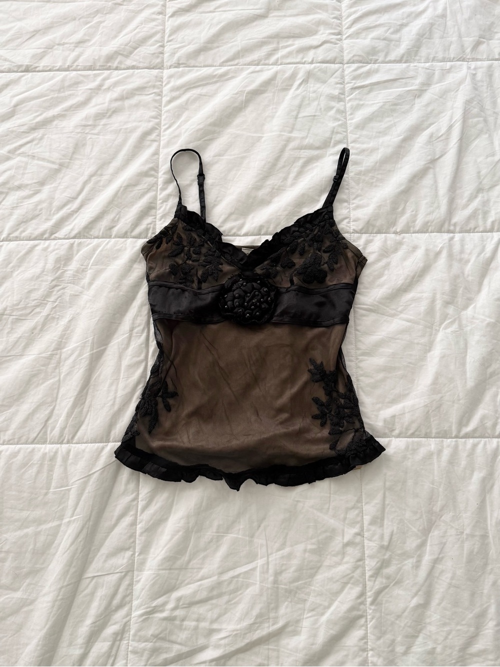 MNG mesh embroidery floral camisole